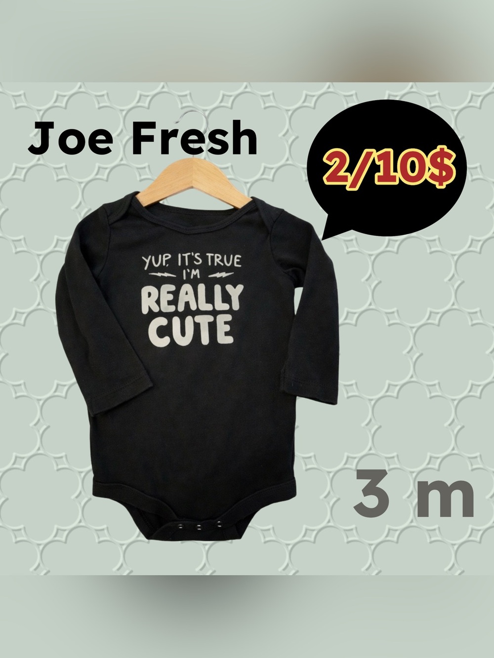 🌈2/10$ 🇨🇦👍GUC JOE FRESH | 3m | Playful Print Black & White Unisex Onesie